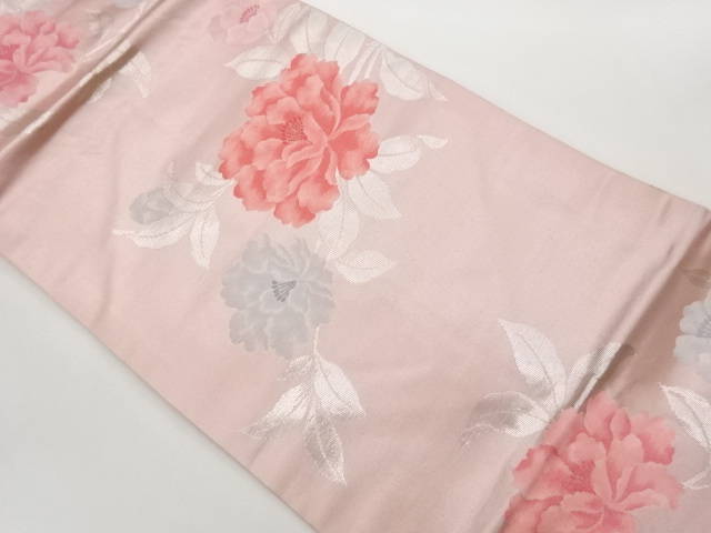 JAPANESE NAGOYA OBI / WOVEN PEONY
